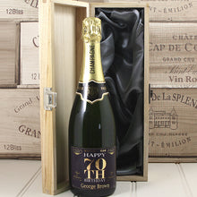 Load image into Gallery viewer, Single Bottle With A Custom Printed Label And Lasered Wooden Box- 70th Birthday