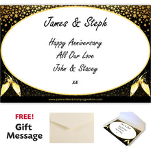 Load image into Gallery viewer, Single Champagne Bottle With A Printed Label With A Double Lasered Wooden Box and Engraved Glass- Anniversary