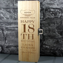 Load image into Gallery viewer, Single Wooden Champagne with Laser Engraving  18th Birthday
