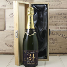 Load image into Gallery viewer, Single Bottle With A Custom Printed Label And Lasered Wooden Box- 21st Birthday
