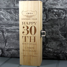 Load image into Gallery viewer, Single Wooden Champagne Box with Laser Engraving - 30th Birthday
