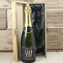 Load image into Gallery viewer, Single Bottle With A Custom Printed Label And Lasered Wooden Box- 30th Birthday
