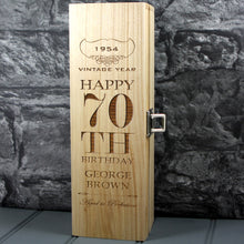 Load image into Gallery viewer, Single Wooden Champagne Box with Laser Engraving -70th Birthday
