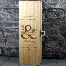 Load image into Gallery viewer, Single Wooden Champagne Box with Laser Engraving -Anniversary

