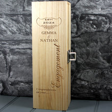 Load image into Gallery viewer, Single Wooden Champagne Box with Laser Engraving -Engagement
