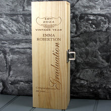 Load image into Gallery viewer, Single Wooden Champagne Box with Laser Engraving -Graduation
