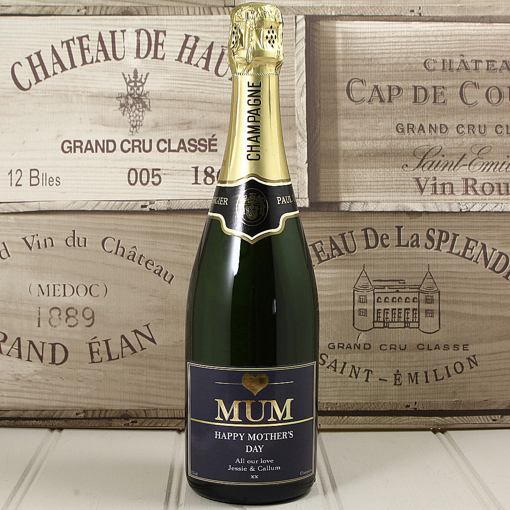 Single Bottle of Champagne with Printed Mothers Day Label
