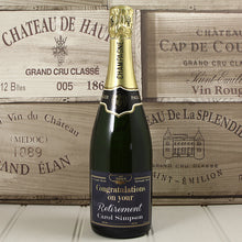 Load image into Gallery viewer, Single Bottle of Champagne with Printed Retirement Label
