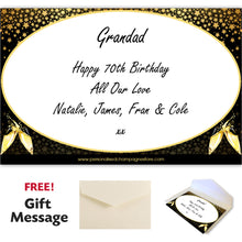 Load image into Gallery viewer, Single Champagne Bottle With A Printed Label, 2 Glasses &amp; Lasered Triple Wooden Box- 70th Birthday
