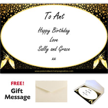 Load image into Gallery viewer, Single Champagne Bottle With A Printed Label With A Double Lasered Wooden Box and Engraved Glass- Birthday
