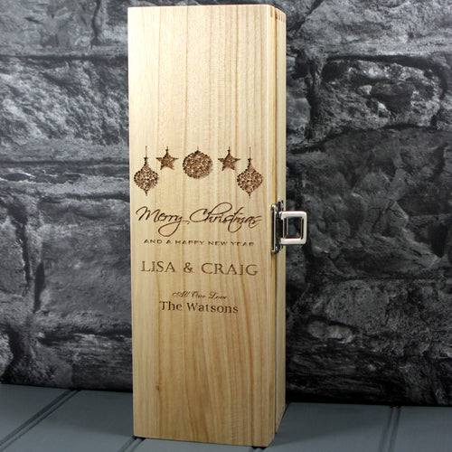 Single wooden champagne box with laser engraving