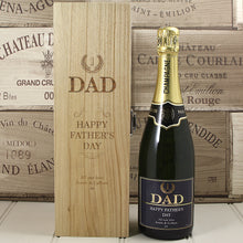 Load image into Gallery viewer, Single Bottle With A Custom Printed Label And Lasered Wooden Box- Fathers Day
