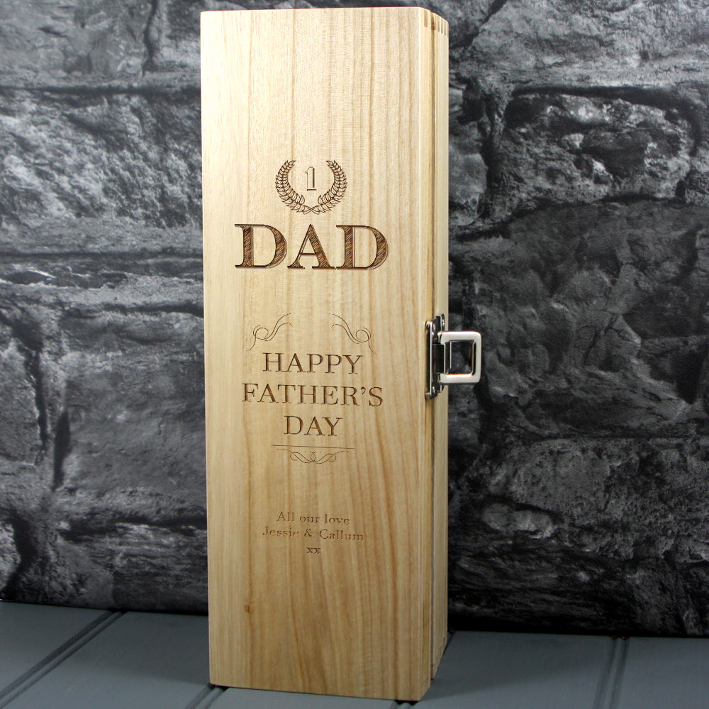 Single wooden champagne box with laser engraving