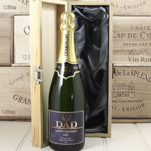 Load image into Gallery viewer, Single Bottle With A Custom Printed Label And Lasered Wooden Box- Fathers Day
