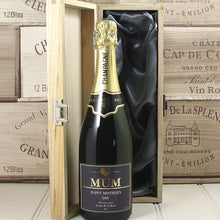 Load image into Gallery viewer, Single Bottle With A Custom Printed Label And Lasered Wooden Box- Mothers Day

