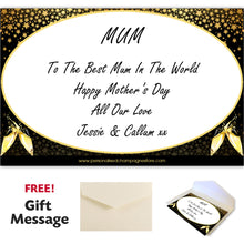 Load image into Gallery viewer, Single Champagne Bottle With A Printed Label With A Double Lasered Wooden Box and Engraved Glass- Mothers Day
