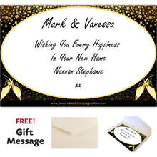 Load image into Gallery viewer, Single Champagne Bottle With A Printed Label, 2 Glasses &amp; Lasered Triple Wooden Box- New Home
